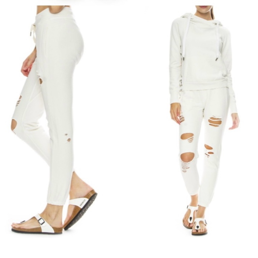 NSF Sayde Destroyed Sweatpants Soft White Size P (XS)
